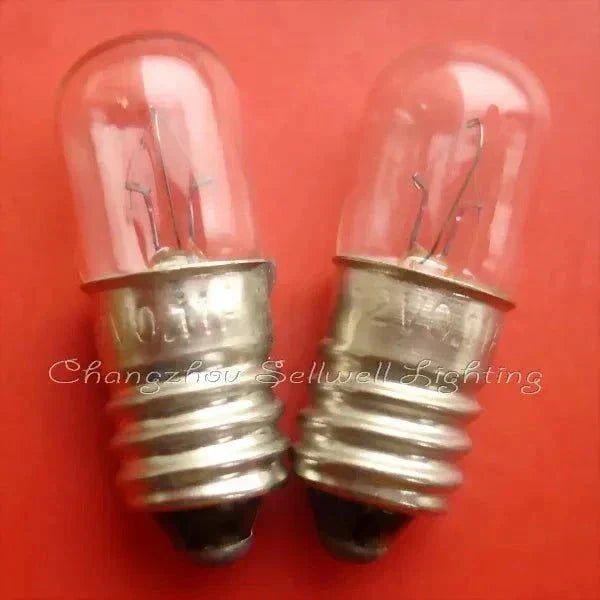 Set of 10 miniature 12V 0.11A E10 base T10x28 lamps A298 on red background