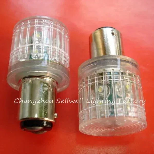 10pcs LED light 24V Ba15d A661 clear lens bulbs on red background