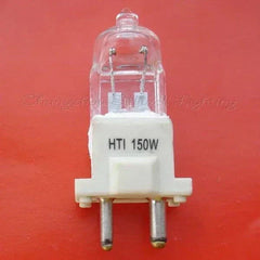 Halogen light HTI150w dance bulb lamp with white base and 150W wattage on red background