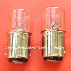 Two miniature lamps 220/260V 7-10W ba15d base on orange background