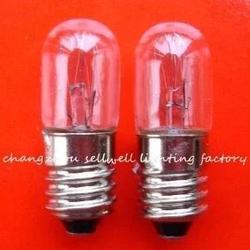 Miniature lamp 110V 3W E10 T10X28 small bulb pair on red background
