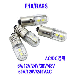 계기용 B9 베이오넷 LED 표시등 전구, 24V, 48V, 110V, 220V, E10 스크류 베이스 신호등