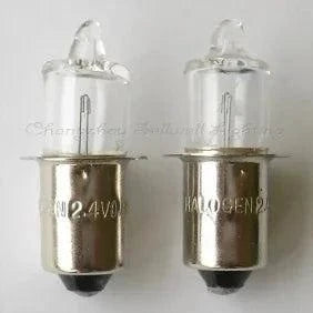 Halogen bulb 2.4v 0.85a P13.5S A393 close-up image of two bulbs