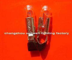 10pcs Telephone Bulb 24V 50MA BEE T5.5KX22 A936 with clear glass and metal base on orange background