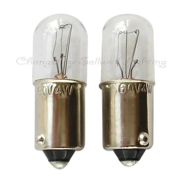 Pair of 60V 4W miniature bulbs with BA9s base, 10mm diameter, 28mm length