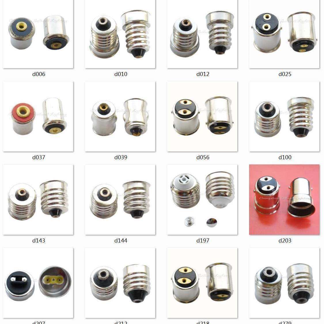 Set of 10 MS4 BA7S BA9S E10 E12 E14 E27 BA15S BA15D R17D bayonet and screw bulb adapters